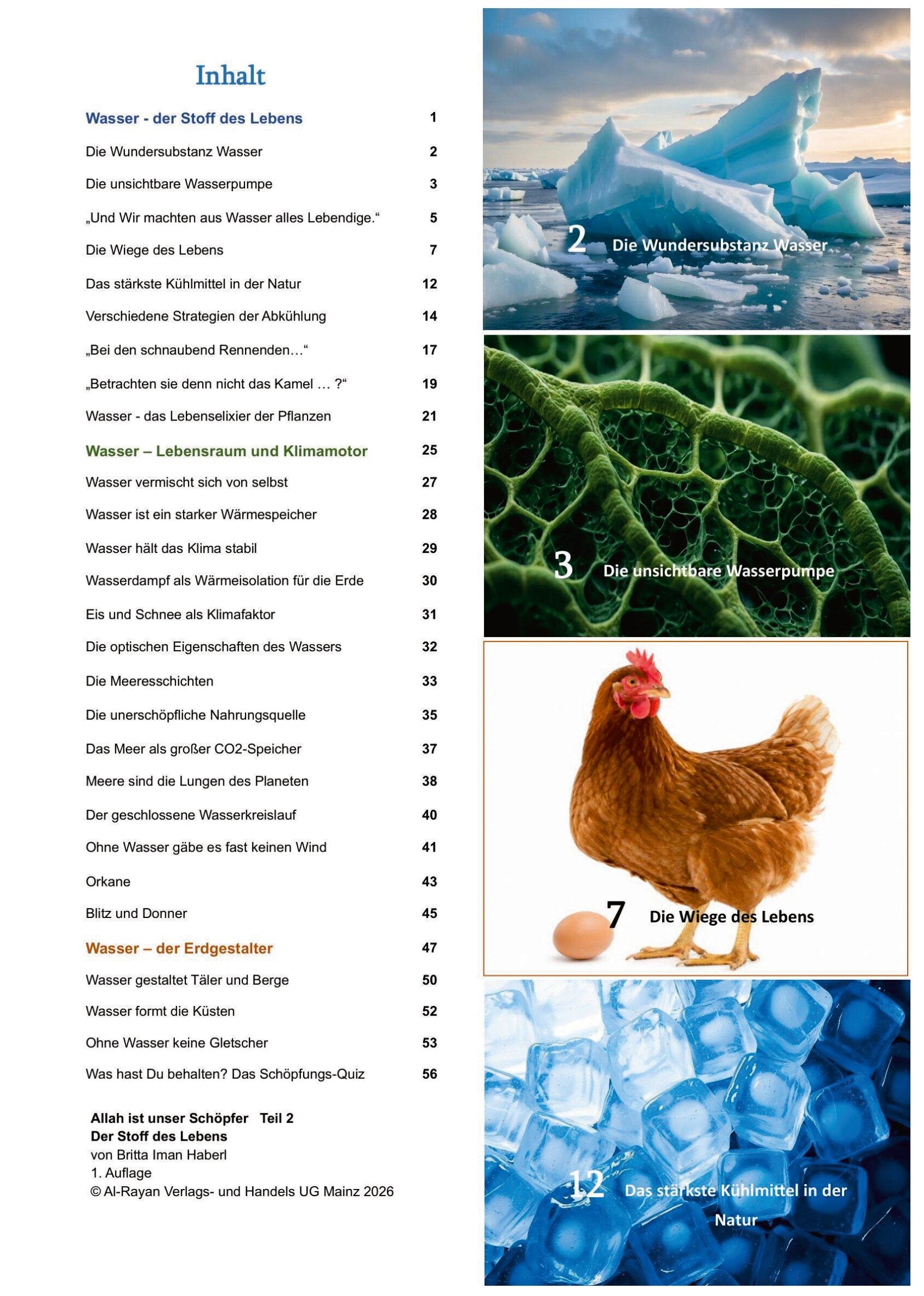 „Allah ist unser Schöpfer – Teil 2: Der Stoff des Lebens – islamisches Kinderbuch über Wasser, Natur und Allahs Schöpfung vom Al-Rayan Verlag“